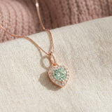 Mint Moissanite Heart Halo Necklace by Elate