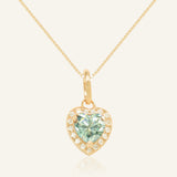 Mint Moissanite Heart Halo Necklace by Elate