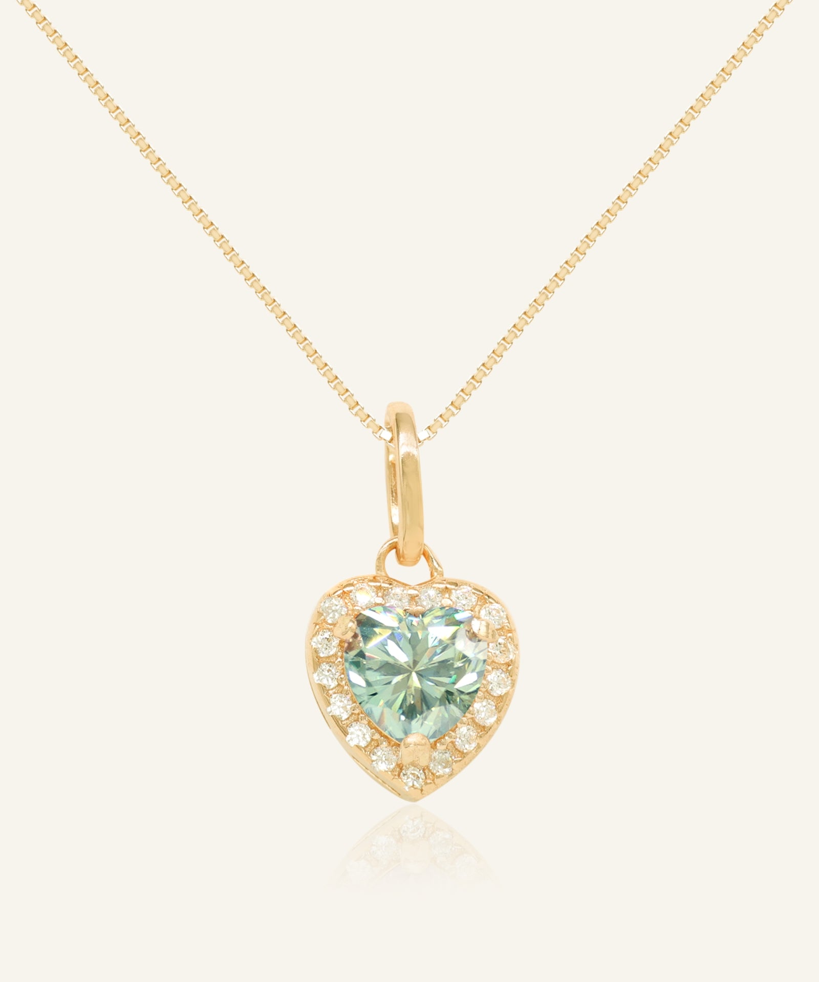 Mint Moissanite Heart Halo Necklace by Elate