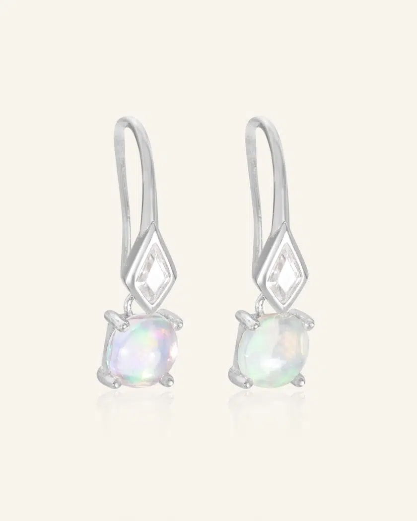 Opal Ear Drops Silver