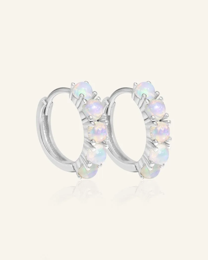 everyday wear opal ear huggies in silver