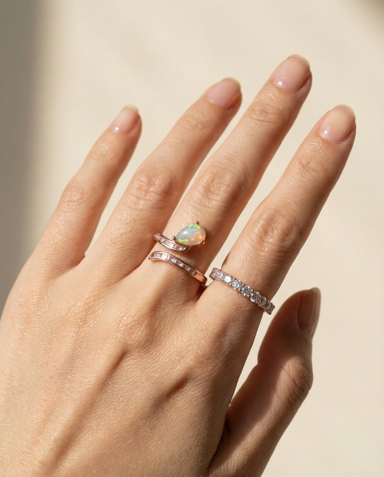 Adjustable Band Opal Ring in Rose Gold