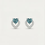 Petite Blue Tourmaline Heart Studs