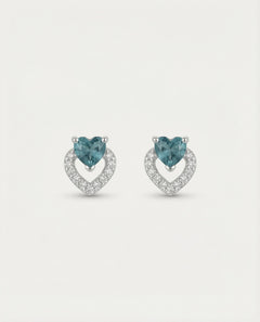Petite Blue Tourmaline Heart Studs