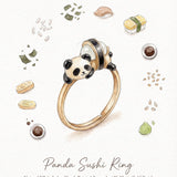 Panda Sushi Roll Ring (White Jade), illustration of the design