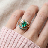Paraiba Topaz Heart Ring | XL in rose gold, worn on a model, stacked