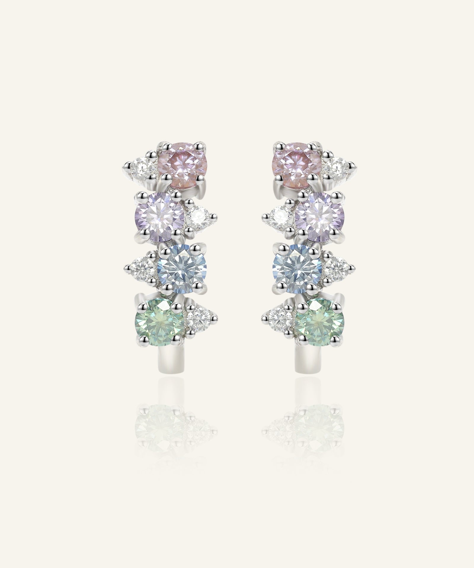 Pastel Moissanite Cluster Huggies