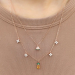 Peach Blossoming Layered Necklace Model Front