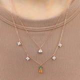 Peach Blossoming Layered Necklace Model Front