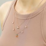 Peach Blossoming Layered Necklace Model Side
