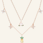 Peach Blossoming Layered Necklace Rose Gold