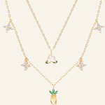 Peach Blossoming Layered Necklace Yellow Gold