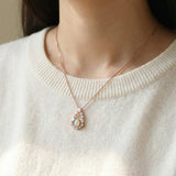 Pear Opal Halo Necklace
