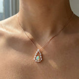 Pear Opal Halo Necklace