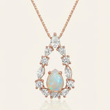 Pear Opal Halo Necklace