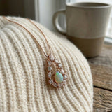 Pear Opal Halo Necklace