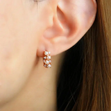 Pearl Cluster Huggies Rose Gold Model