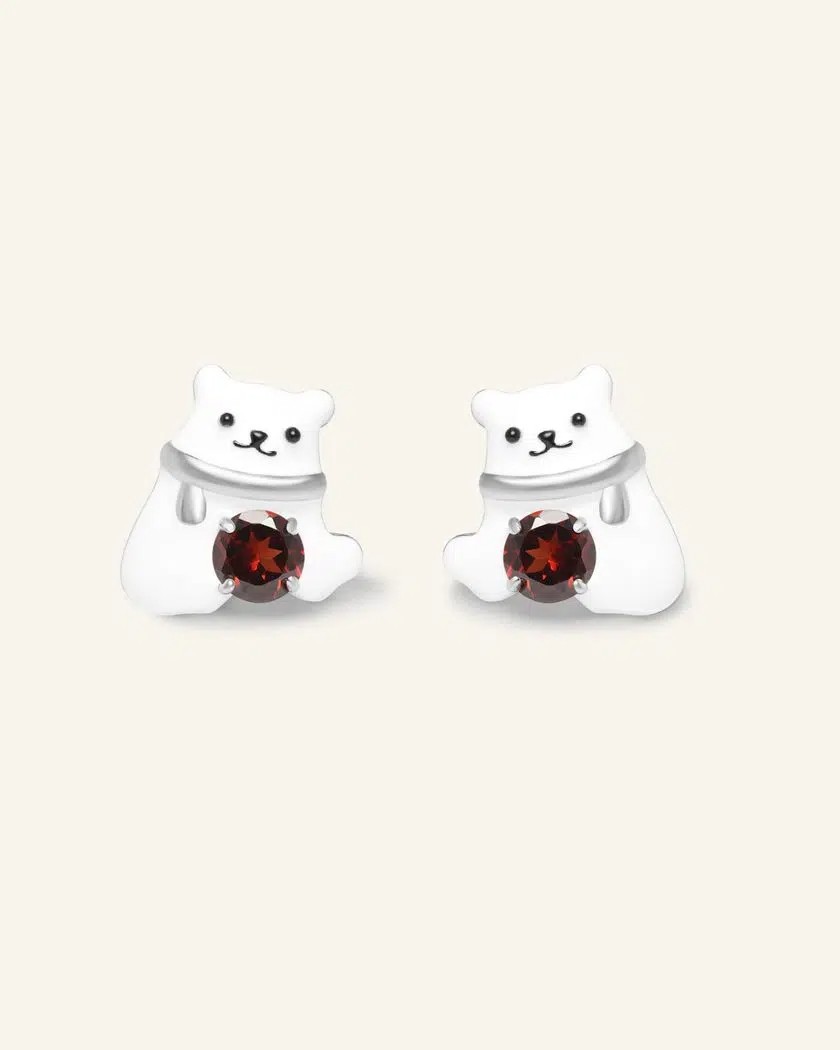 Polar Bear Garnet Studs