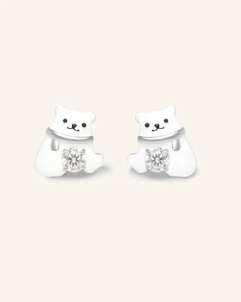 Polar Bear Moissanite Studs