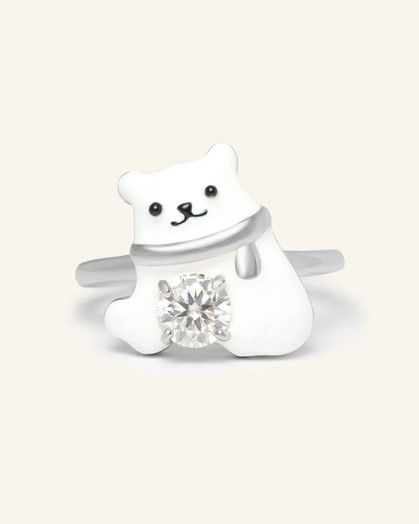 Polar Bear Moissanite Ring
