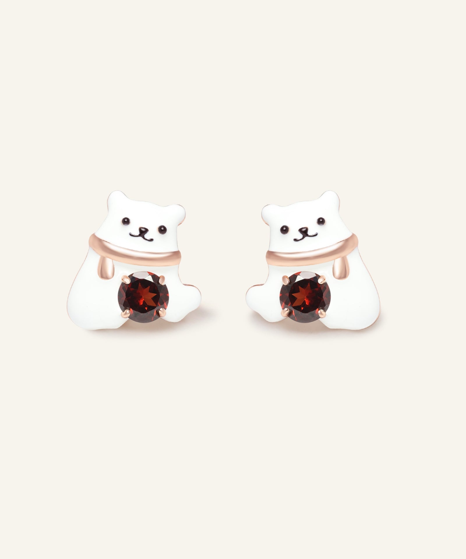 Polar Bear Garnet Studs