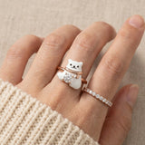 Polar Bear Moissanite Ring in rose gold, worn on a model
