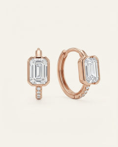 Prism Moissanite Huggies (Emerald Cut)