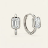 Prism Moissanite Huggies, Emerald Cut