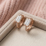 Prism Moissanite Huggies, Emerald Cut