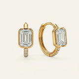 Prism Moissanite Huggies, Emerald Cut