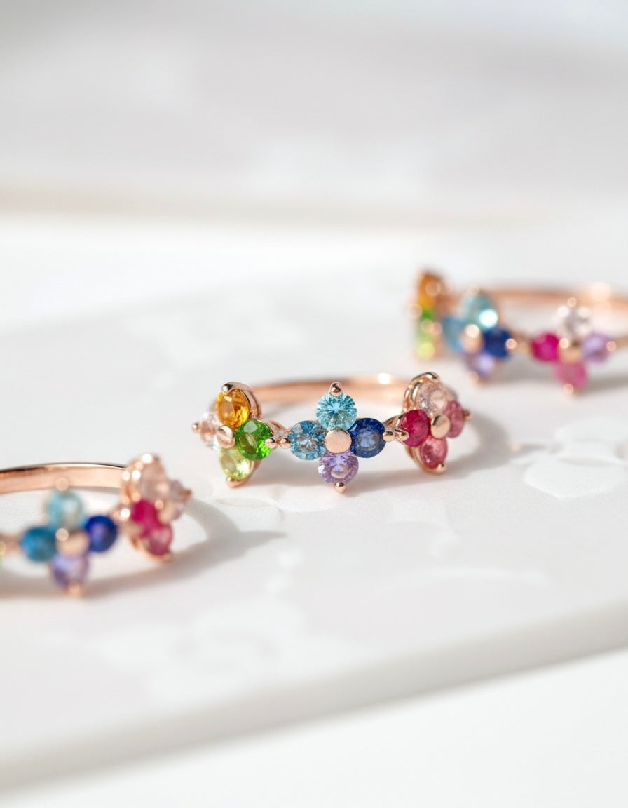 Rainbow Trinity Clover Ring - Love Estella