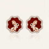 Red Agate Bunny Studs