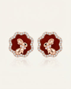 Red Agate Bunny Studs