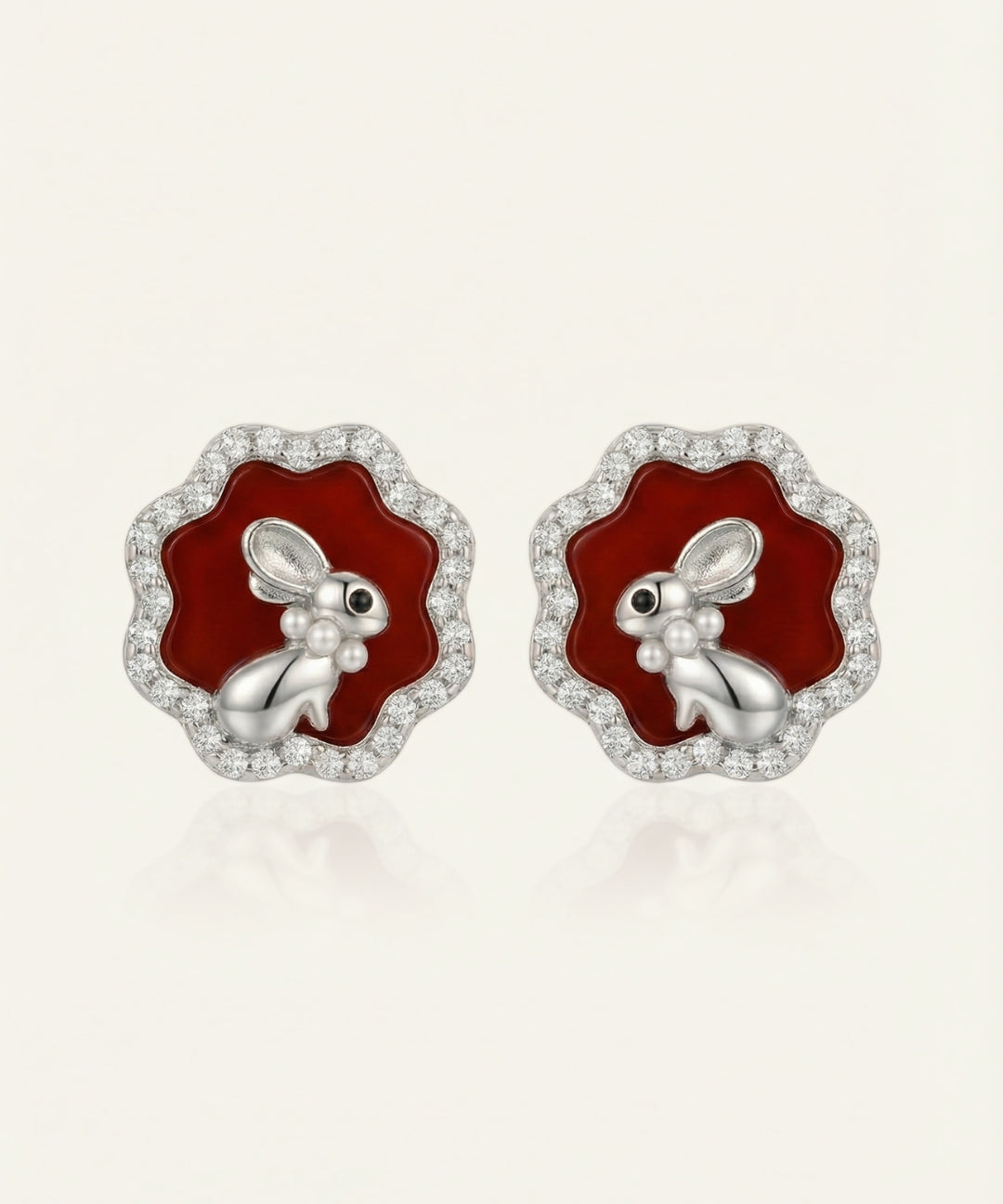 Red Agate Bunny Studs