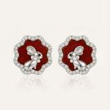 Red Agate Bunny Studs