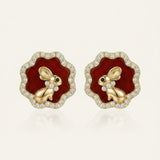 Red Agate Bunny Studs