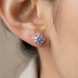 Scallop Halo Moissanite Studs, Lavender Mist