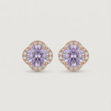 Scallop Halo Moissanite Studs, Lavender Mist