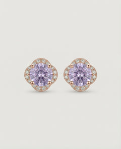Scallop Halo Moissanite Studs (Lavender Mist)