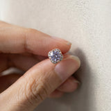 Scallop Halo Moissanite Studs, Lavender Mist