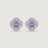 Scallop Halo Moissanite Studs, Lavender Mist