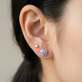 Scallop Halo Moissanite Studs, Lavender Mist