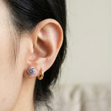 Scallop Halo Moissanite Studs, Lavender Mist