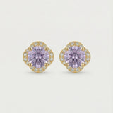 Scallop Halo Moissanite Studs, Lavender Mist