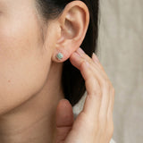 Scallop Halo Moissanite Studs, Mint Leaf