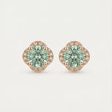 Scallop Halo Moissanite Studs, Mint Leaf