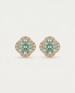 Scallop Halo Moissanite Studs (Mint Leaf)