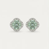 Scallop Halo Moissanite Studs, Mint Leaf