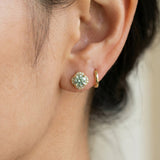 Scallop Halo Moissanite Studs, Mint Leaf