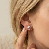 Scallop Halo Moissanite Studs, Sunset Rose